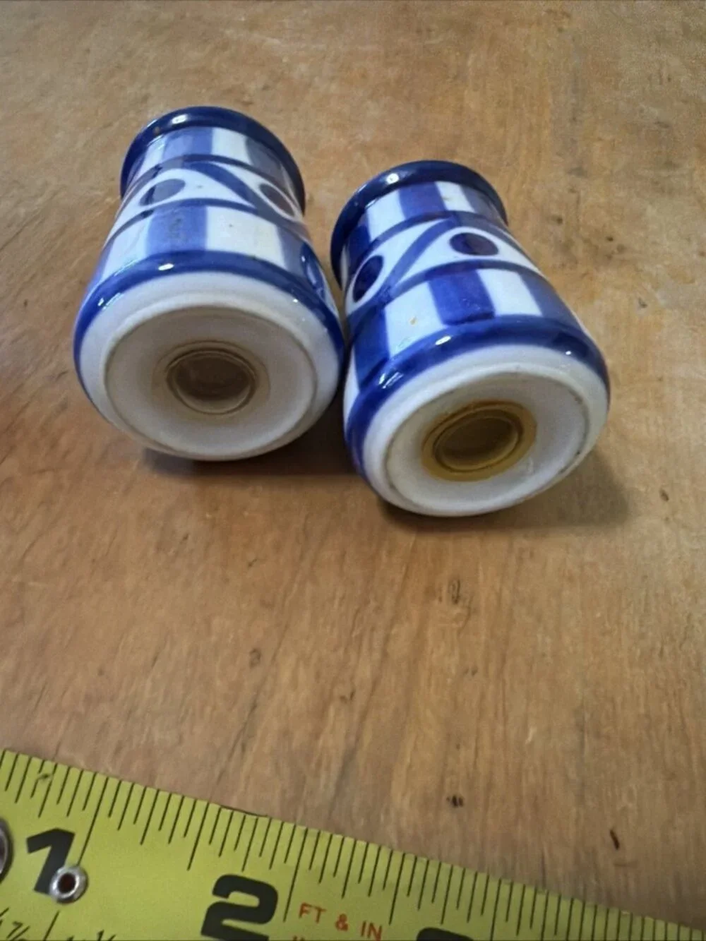 Dansk Arabesque Salt And Peppers Shaker Set Ceramic Mid Century Blue White